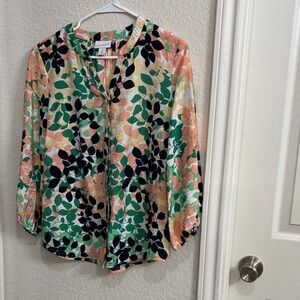 Liz Claiborne Multicolor Leaf Print Blouse